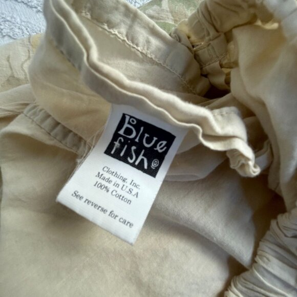 Vintage Blue Fish Women's Size 1 Cream Elastic Waist Maxi Skirt 100% Cotton - Picture 4 of 9